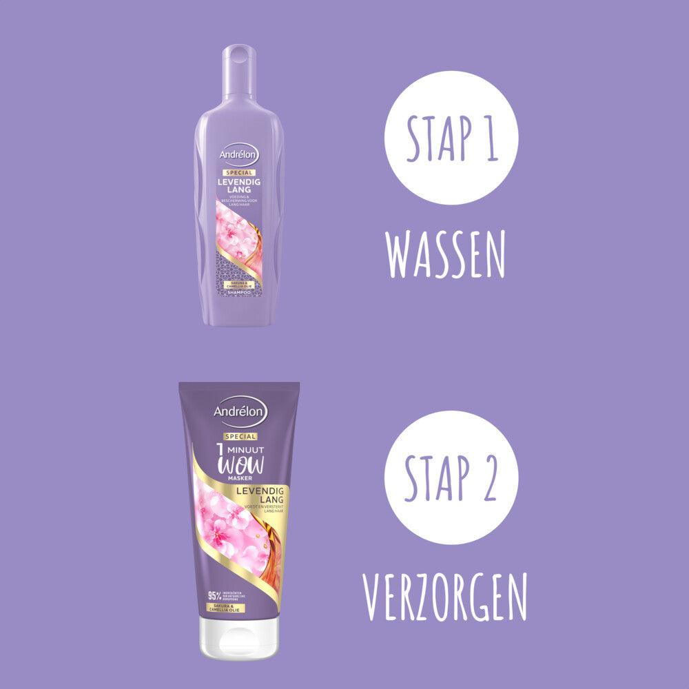 Andrelon1MinuutWowMaskerLevendigLang180ml4_381dca5c-4aac-4745-8445-5ebbc0eaede7 - K Drogerie