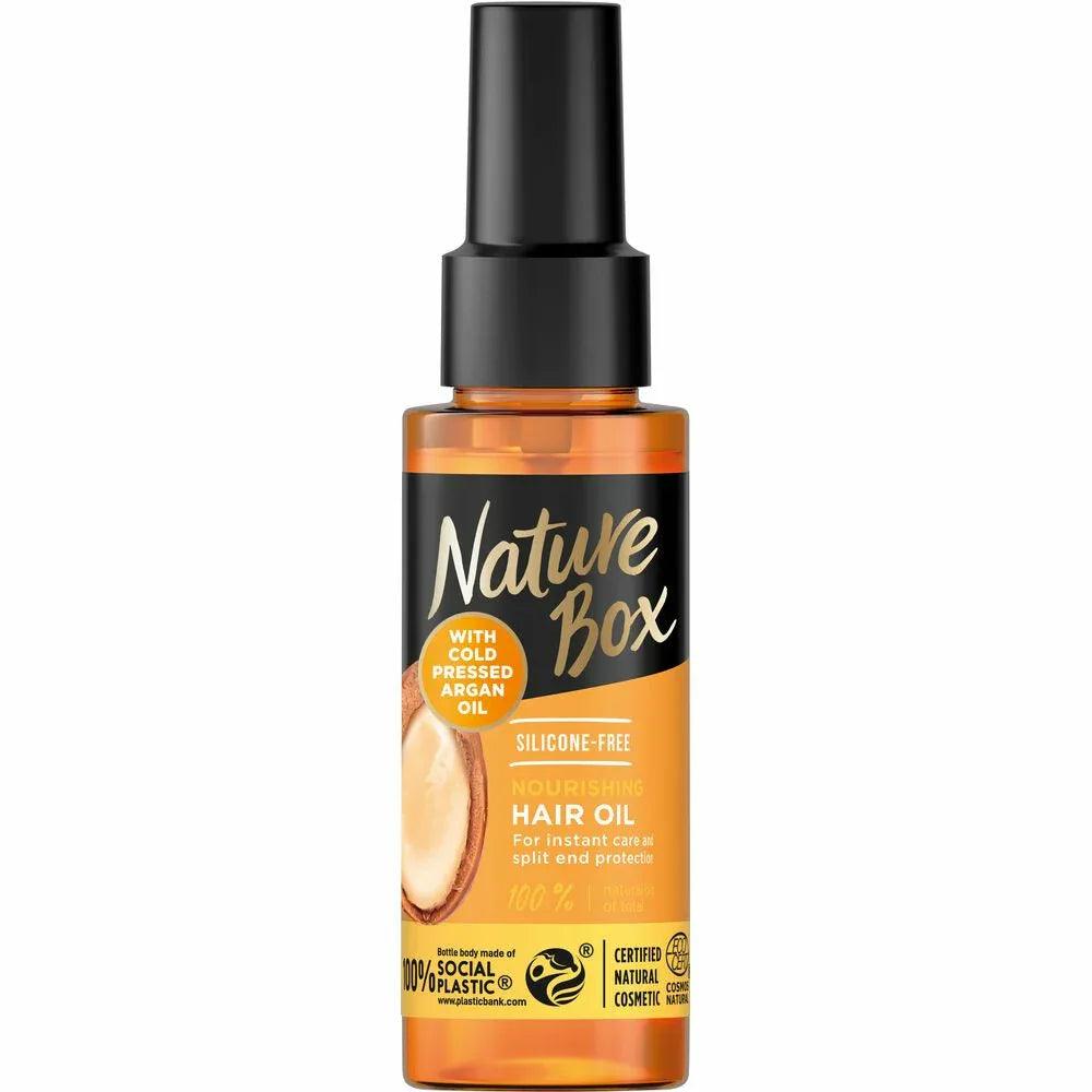 Nature Box Haarolie Argan 70 ml - lichte haarolie met koudgeperste arganolie
