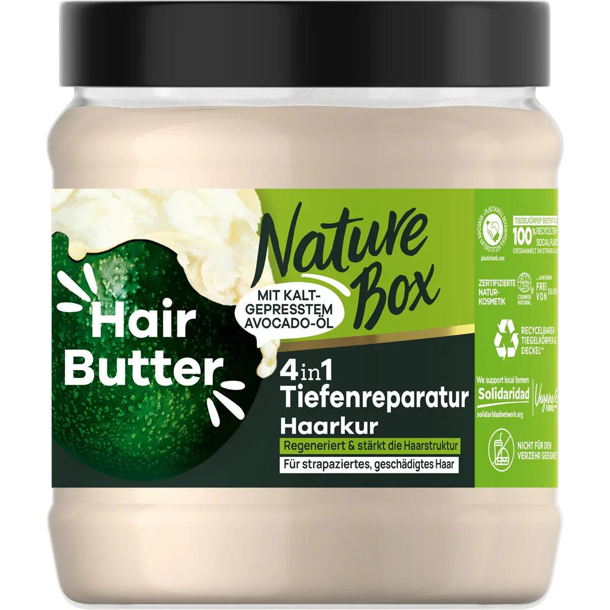 Nature Box 4-in-1 Hair Butter Avocado Olie 300 ml - voedende haarboter met koudgeperste avocado-olie