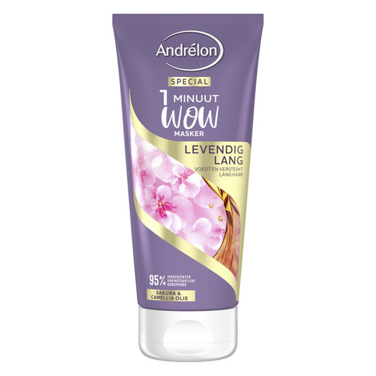 Andrélon 1 Minuut Wow Masker Levendig Lang 180 ml