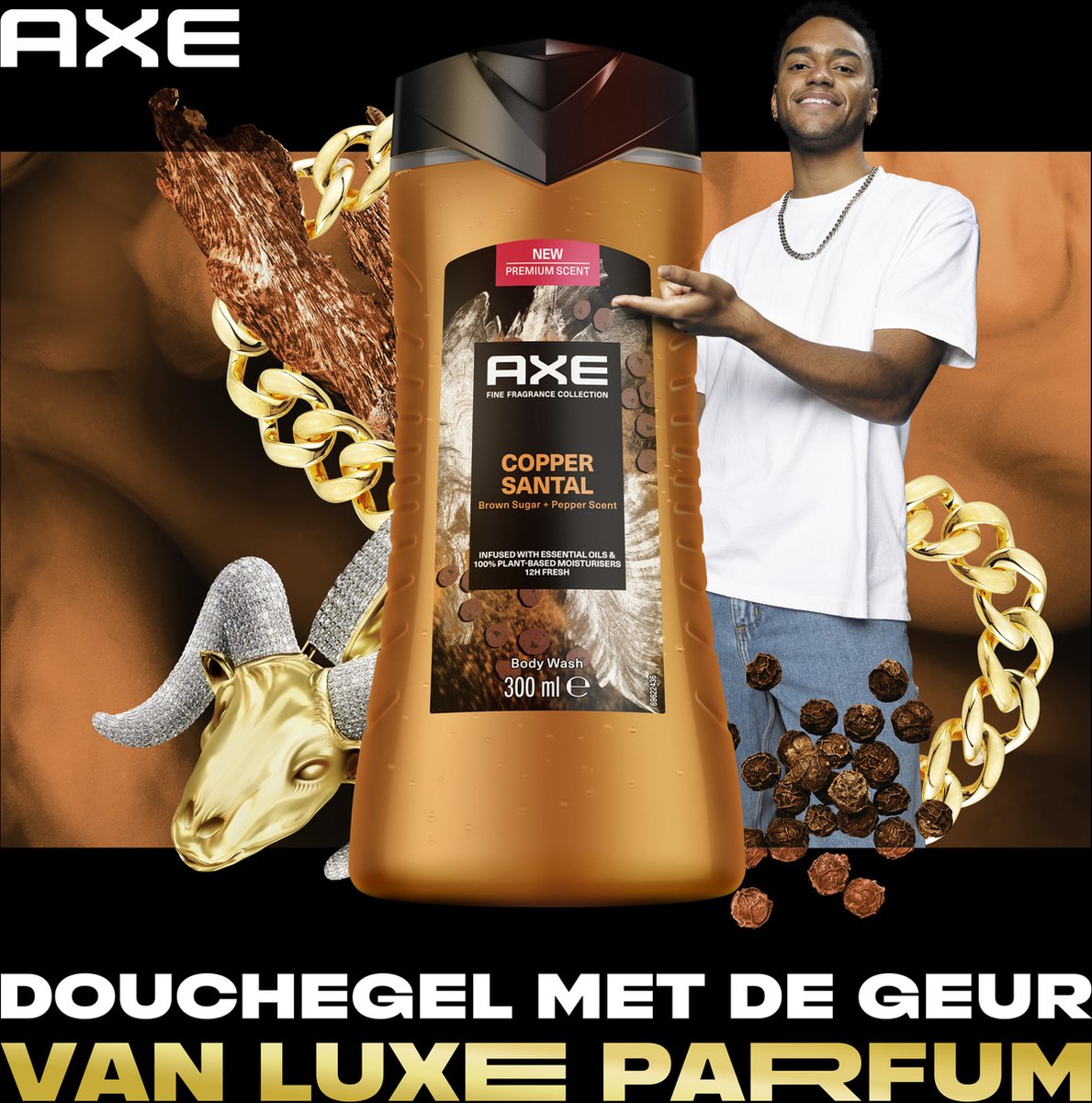 Axe Fine Fragrance Collection Copper Santal Douchegel 6 x 300 ml