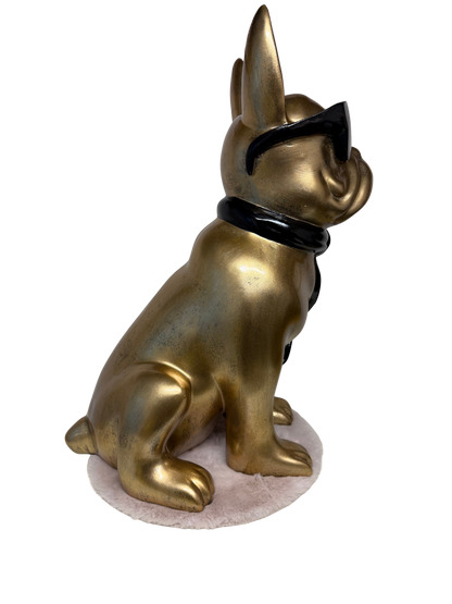 Decoratief beeld - Franse bulldog met zonnebril - polyresin - 60 cm (nieuw)