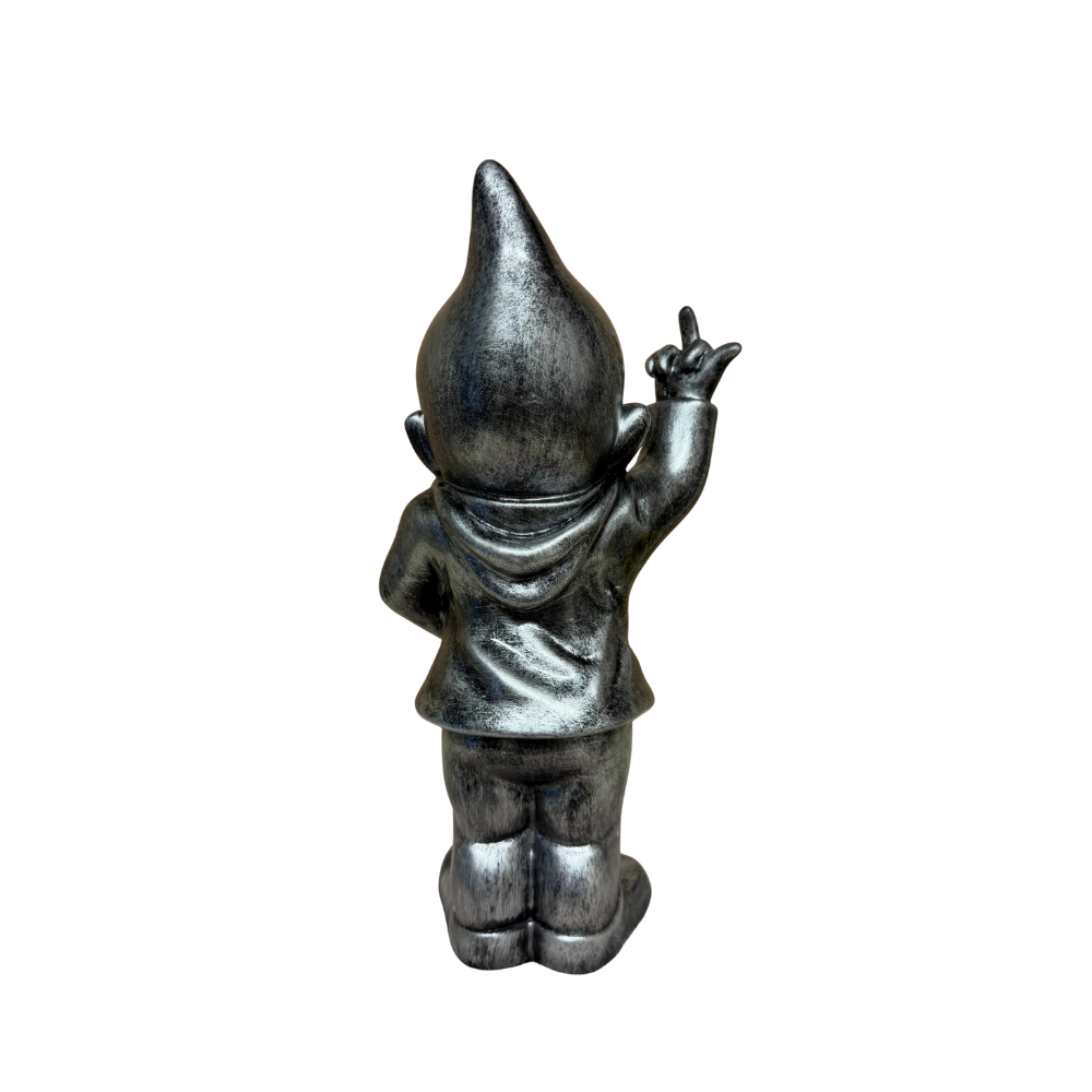 Kabouter met middelvinger zilver