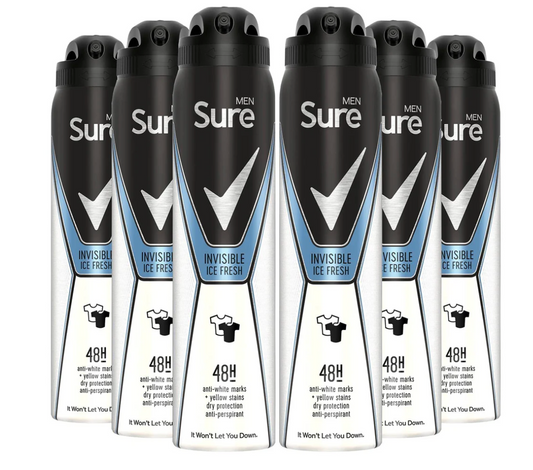 Sure (Rexona) Invisible Ice Deodorant Spray 6 x 150 ml